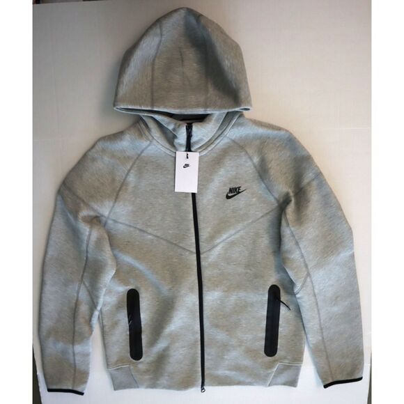 Nike FB7921-063 Men Sz L Gray Heather Tech Fleece Windrunner Full-Zip Hoodie - Picture 7 of 8